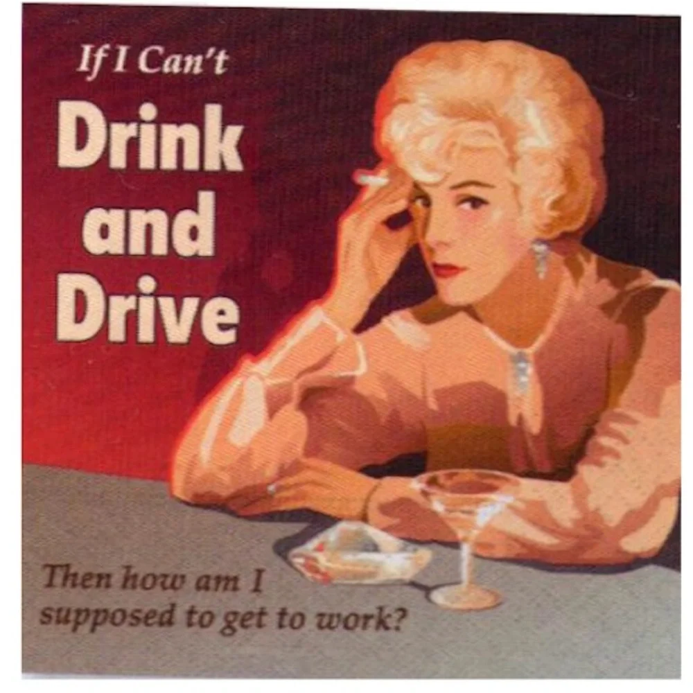 NWT Funny Beverage Napkins 5” x 5” Square Pack of 20 Retro Drink and Drive